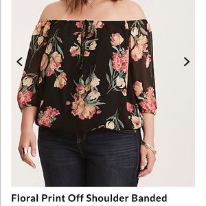 ISO DoNotBuy Floral Off Shoulder Banded Bottom Top